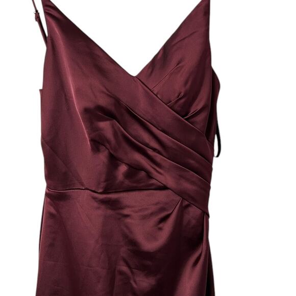 Morilee 21761 Silky Satin Slit Bridesmaid Dress Maxi Burgandy - Picture 7 of 9